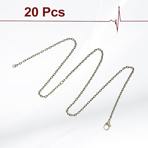 HARFINGTON 20 Pack 18 Inch Necklace Chains Bulk 2mm Bronze Plated Cable Chains with Lobster Clasps for Jewelry Making - color: Bronze, size: 18 Inch x 2mm