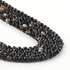 180pcs 2mm Natural Black Striped Agate Gemstone Beads Faceted Round Loose Stone Beads for Jewelry Making - color: Black Striped Agate, size: 1.9-2.4mm