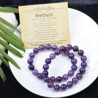 Natural Healing Gemstone Bracelet Handmade Yoga Stretch Elastic Bracelet Stress Relief Crystal Jewelry for Men and Women - color: Amethyst (Love Guardian), size: 10mm