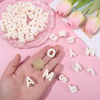 52Pcs A to Z Large Letter Beads White Alphabet Shaped Beads with Large Hole Acrylic Opaque 26 Capital Letters Chunky Initial Alphabet Loose Spacer for Jewelry Making Keychains Phone Chains - style: Style 5