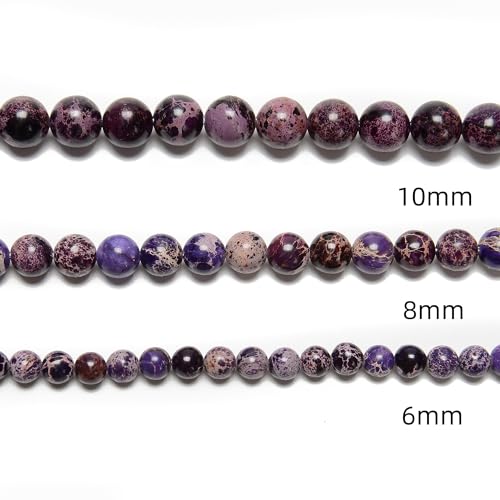 122Pcs(2 Strand/Set) 6mm Purple Imperial Smooth Round Beads Natural Stone Beads AAA Grade Premium Round Gemstone Genuine Real Stone Loose for DIY Bracelet Jewelry String Making - color: Purple Imperial, size: 6mm
