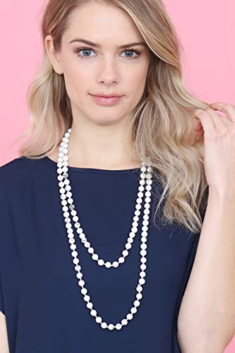 Bead Strand Versatile 60" Long Wrap Necklace - Handmade Knotted Multi Layer Sparkly Crystal, Semi Precious Natural Stone, Lava, Glass Faux Pearl - color: Natural Stone Bead - White Howlite