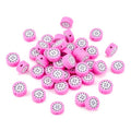 50PCS Handmade Polymer Clay Round Beads Pitaya Slice Dragon Fruit Loose Beads Fruit Theme Spacer Beads for DIY Bracelet Necklace Earring Charm Jewelry Making Hole 1.8mm - color: Pitaya Slice