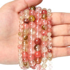 About 35pcs 10mm Natural Stone Beads Fire Cherry Quartz Beads Crystal Gemstone for Jewelry Making, DIY Bracelet Necklace - color: Fire Cherry Quartz, size: 10mm