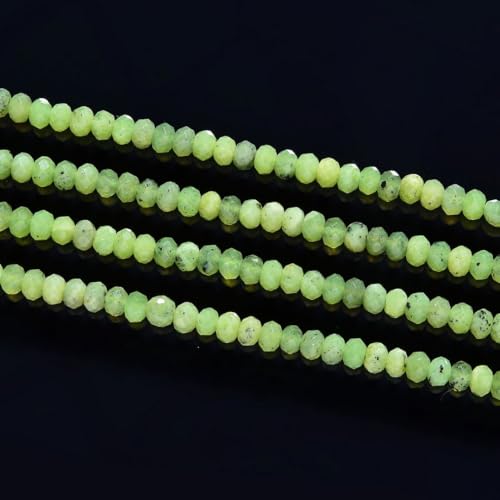 Adabele 30 Inch Natural Green Canadian Nephrite Jade Healing Gemstone 4mm x 3mm Tiny Small Faceted Round Rondelle Loose Beads Stone Spacer (270-290pcs) GK-B4 - color: Canadian Nephrite Jade, size: 4mm x 3mm - 30 inch/2 strands