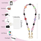Marble Beaded Phone Wrist Strap,Detachable Phone Bracelet Strap with Tether Tab,Hands-Free Wristlet Strap (Colorful Smiley Face) - color: Colorful Smiley Face