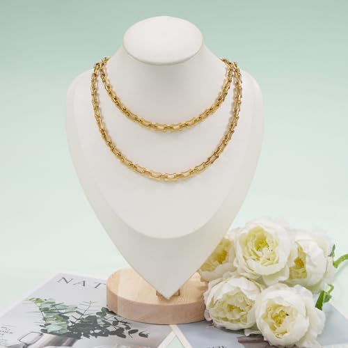 KYUNHOO 2 Meters Hollow Bone Link Jewelry Making Chains Bulk Gold Plated Stainless Steel Chain for Crafting DIY with Lobster Clasps and Jump Rings - color: Bone Gold