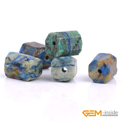 GEM-Inside 35Pcs 8x12mm Natural Blue Lapis Lazuli Chrysocolla Stone Gemstone Faceted Freeform Tube Column Chakra Beads for Jewelry Making Full 15" Strand Power Energy - color: Blue Lapis Lazuli