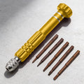 5-in-1 Multifunctional Small Screwdriver, Precision Set with 5 Micro Bits, Mini Repair Magnetic Screwdriver Kit for Eyeglass Sunglasses Electronics Cellphone Jewelry, Golden - color: Golden
