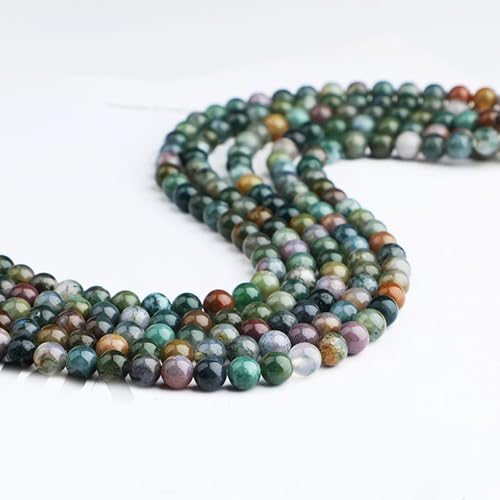 120Pcs Natural Indian Agate Beads, 6mm Round Gemstone Loose Beads 2 Strands (15") for Jewelry Making, DIY Necklace & Bracelet Supplies - color: 120 PC 6MM