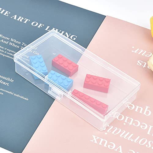 12 Pack Rectangular Clear Plastic Storage Containers Box with Hinged Lid for Beads and Other Small Craft Items (5.7 x 2.95 x 1.18 inch) - size: 5.7 x 2.95 x 1.18 inch