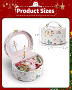 VLANDO Gifts for Girl, Musical Jewelry Box for Girls, Small Kid Music Box with Ballerina, Gifts for Christmas Girls Kids - Christmas White - color: E.Christmas White