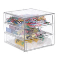 BTSKY Clear Acrylic Storage Organizer with Drawers, 3-Layer Desktop Organizer for Office Essentials, Multi-Purpose Stackable Container for Bathroom Vanity, Desk Makeup Jewelry Container Storage Box - size: 3-layer