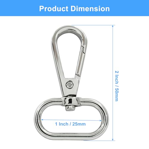 16 Pack Swivel Lobster Clasps, 1 Inch Silver Lobster Claw Clasps for Keychains, Oval Ring Swivel Snap Hooks Metal Lobster Clips for Purse, Snap Tabs, Craft Making - color: Silver