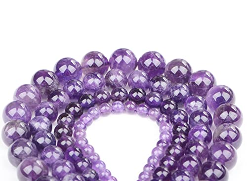 Bymitel 90 pcs Natural Genuine Real Round Loose Stone Beads Gemstone Spacers for Charm DIY Jewelry Making 15.5" per Strand 4mm (Amethyst, 4mm) - color: Amethyst, size: 4mm