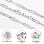 16.4 Feet Silver Stainless Steel Chain Bulk Embossed Paperclip Chain for Jewelry Making Soldered Oval Necklace Chain Roll with Lobster Clasps and Jump Rings Jewelry Supplies DIY Craft - color: Embossed Paperclip Silver