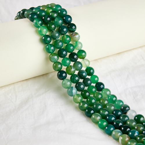 100pcs 6mm Green Stripe Agate Beads Natural Gemstone Beads Round Loose Beads for Jewelry Making - color: Green Stripe Agate, size: 6mm