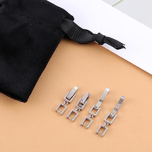 Silver Necklace Bracelet Extender for Women, 4pcs Foldover Extension Jewelry Clasps for Jewelry Making - color: White Gold