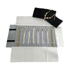 Portable Jewelry Roll Untangled Secure Necklace Travel Storage Bag Displays Holder 16 Chain (Black and Gray) - color: Black and Gray