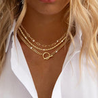 Carffordo Gold Plated Necklaces for Women - Dainty Layered 14K Gold Plated Stack Paperclip Rope Cuban Toggle Link Chain Choker Necklace Set Chunky Trendy Jewelry Gift - style: Layered-Necklace