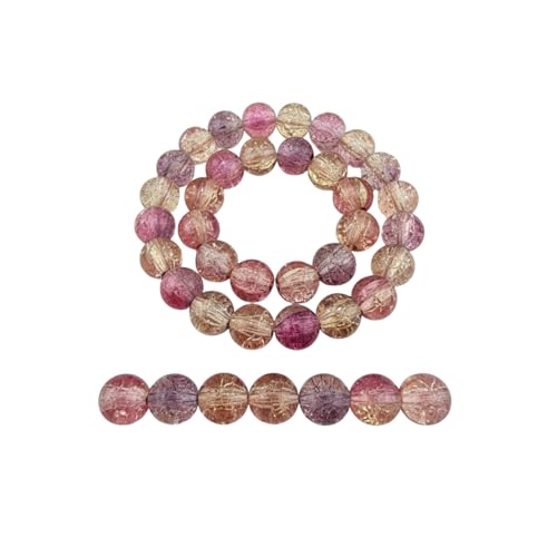 DandS ltd Crackle Lampwork Glass Beads for Jewelry Making, Rose, Vibrant DIY Bracelets, Necklaces, Earrings, Beading Supplies & Craft Kits for Handmade Jewelry, 80pcs 0.39 inch (10mm), #J238-10 - color: Rose