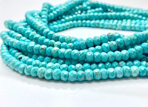 Perlin Agate & Jasper Gemstone Strand Beads 4 mm Rondelle 110 Pieces Jewellery Beads Semi-Precious Stone for Jewellery Necklace Bracelet Earrings (Turquoise) - color: turquoise