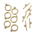 Craftdady 20 Sets Antique Gold Round Toggle Clasps Tibetan T Bar Closure Ring End Clasps for Bracelet Necklace Making - color: Antique Golden, 15mm