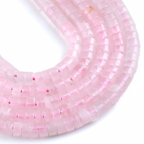 150pcs 2x4mm Natural Rose Quartz Tube Shape Beads Loose Flat Round Cylinder Flat Spacer Green Stone Beads for Bracelet Earrings Jewelry Making - color: Rose Quartz, size: 2x4mm Tube shape