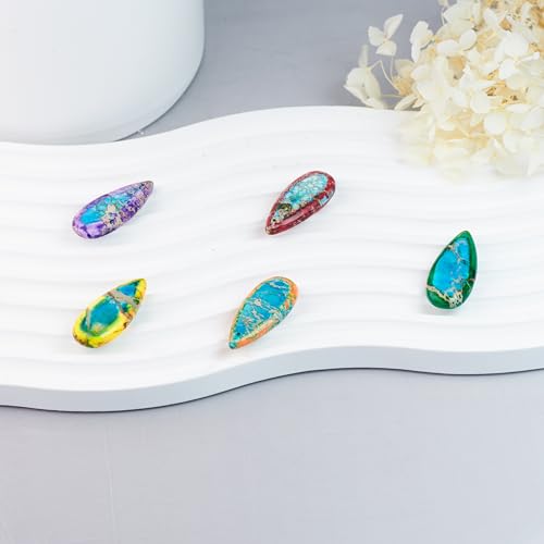 5 Pieces Natural Teardrop Imperial Jasper Pendant,Gemstone Charms for DIY Jewelry Making Necklaces, Bracelets, Earrings - color: Teardrop Imperial Jasper Pendant-b
