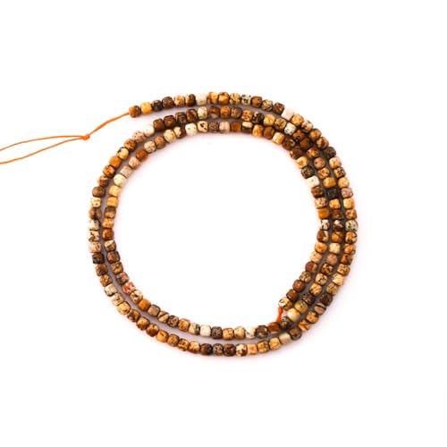 Faceted Natural Brown Picture 2-3mm Cube Square Loose Beads Gemstone Small Loose Beads Healing Crystal Energy Stone for DIY Jewelry Making 15" - color: Brown Picture