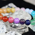 8mm Natural Gemstone Stretch Bracelet, Handmade Unisex Crystal Bracelets for Meditation, Yoga, Spiritual Healing & Positive Energy - color: 7 Chakra