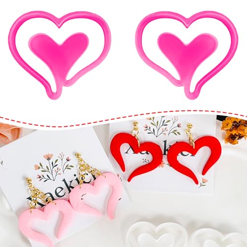 Xaekicr Heart Polymer Clay Cutters for Earrings–2Pcs Clay Cutters for Polymer Clay Jewelry Making – Love Shape Clay Tools, Clay Molds for DIY Crafts - color: H color