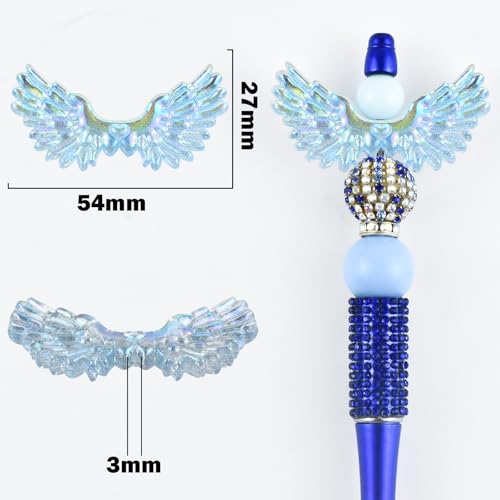 20Pcs Acrylic Wings Focal Beads for Pens Colorful Wings Fancy Space Beads for DIY Craft Beadable Pens Keychain Bracelet Necklace Earrings Jewelry Making - color: Wings