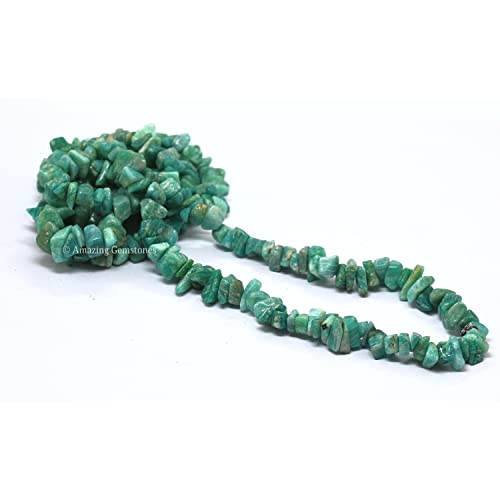 Amazonite Pre Drilled Natural Crystals Crushed Chips Beads for Jewelry Making, DIY Handmade Healing Crystals (25 Inch Strand) - color: Amazonite
