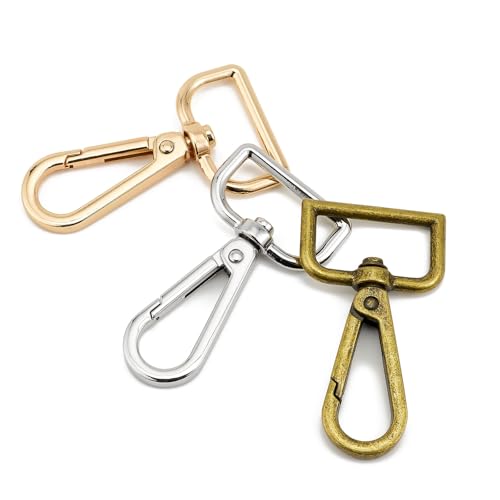 9 Pcs D Ring Swivel Lobster Claw Clasp Push Gate Snap Hooks Trigger Clips for DIY Crafts Keychain Purse Handbag Making,1 Inch Mixed - color: 1" Mixed 9pcs, size: 1"