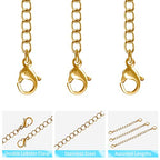 UUBAAR 12 PCS Necklace Extenders - Stainless Steel Necklace Extension Chain for Jewelry, Bracelets & Anklets (1"-6" Lengths, Gold) - color: Gold