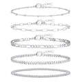 adoyi Gold Bracelets for Women, 14K Gold Plated Stackable Bracelet Stack Set Adjustable Charm Paperclip Chain Cuban Link Layered Waterproof Jewelry Sets Gifts for Womens - color: Silver 6.8 IN General Wrist