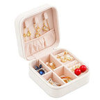 Neveika Portable Travel Mini Jewelry Box Leather Jewellery Ring Organizer Case Storage Gift Box Girls Women (white). - color: White
