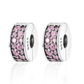 Clip Stopper Spacer Charms for Bracelets Necklaces, Compatible with Pandora,Jewery Mking DIY - style: Pink Pavé Clip