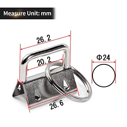 SPEEDWOX Key Fob Pliers and 20 Sets 1 Inch Key Fob Hardware with Keychain Split Rings Webbing Fabric Strapping Wristlet Set White Nickel Glass Breaking Pliers Tools Rubber Tips - size: 1" White Nickel