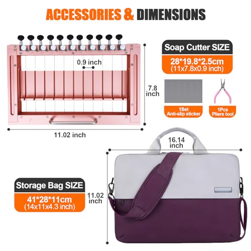 Multi Soap Cutter for Soap Making,Aluminum Soap Cutting Tool,Precision Soap Cutter Slicer with Cutting Wire for Cheese, Butter, Cake, Bread DIY (Pink) - color: Pink