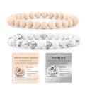 NCB 2.3-Piece 4mm Natural Crystal Gemstone Stretch Bracelets – Handmade Reiki Energy Healing Jewelry for Meditation,Yoga, Unisex - color: 2PCS ( Howlite+White Fossil Jasper ), size: 6mm