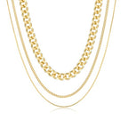 3PCS Gold Necklaces for Women,Chunky Statement Gold Plated Necklace Stack Layered Sterling Silver Herringbone Chains for Women Dainty Trendy Silver Chains Stacked Jewelry Gifts - color: gold statement necklace set