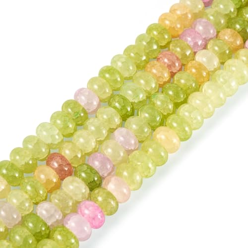About 155~159pcs/strand Rondelle Glass Beads Imitation Gemstones Loose Spacer Beads for Jewelry Making Bracelet Necklace Earring DIY Crafts, 8x5mm, Light Green - color: Light Green