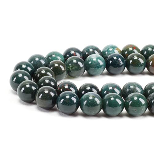 Cherry Tree Collection | 100PCS Gemstone Round Beads for Jewelry Making | Includes Storage Box, Elastic String, and Needles - color: bloodstone, size: 8mm