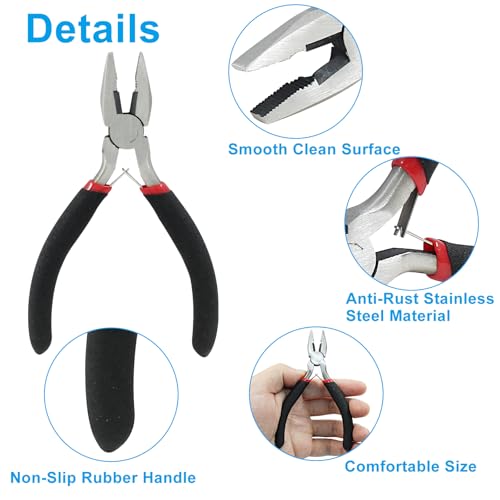 11.5cm/4.53" Wire Cutters for Jewelry Making, Precision Fine Pliers Serrated Jaw Craft Hand Tools, Small Side Cutters Serrated Jaw Micro Linesman Plier - style: Wire Cutting Pliers