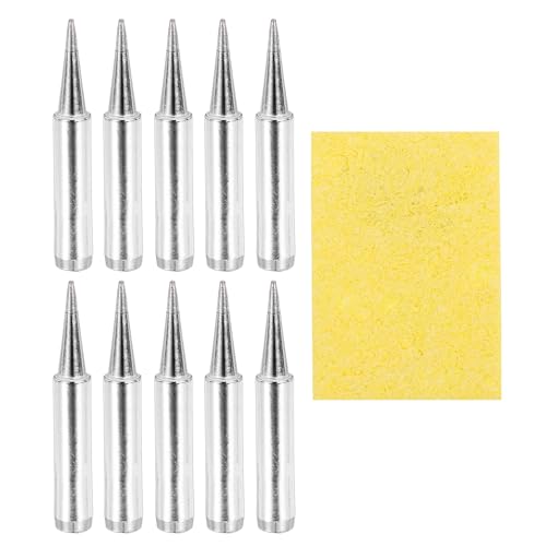 MECCANIXITY Pack of 10 900M Solder Tips Internally Heated Soldering Tips with Cleaning Sponge Pad Replacement Welding Accessories Kit for Electrical Solder Station Tip (900M-T-0.8B) - style: 900M-T-0.8B
