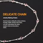 KYUNHOO 16.4 Feet Pink Rhinestone Bead Jewelry Chain Roll Stick Links Silver Chains for Jewelry Making with Connectors DIY Handcrafts - color: Pink Crystal Bead