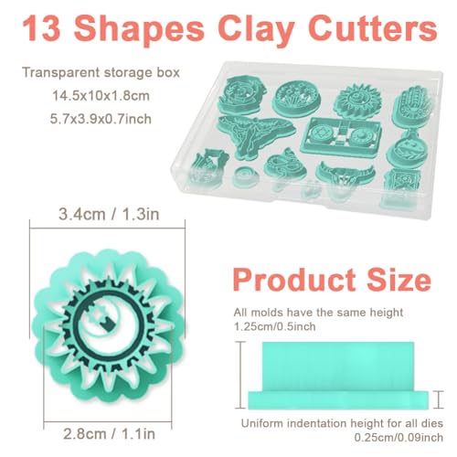 Mysterious Boho Clay Cutters - 13 Shapes Mysterious Magical Elements Polymer Clay Cutters for Jewelry, Earring Making Kit with Storage Box - style: Mysterious Bohemia theme (13 pcs)