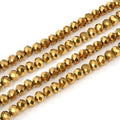 500pcs Czech Faceted Rondelle Crystal Glass Loose Beads 4mm Small Tiny Spacer Bulk Gold Aurum for DIY Craft Jewelry Making CCR433 - color: Gold Aurum, size: 4mm (0.16") - 500pcs